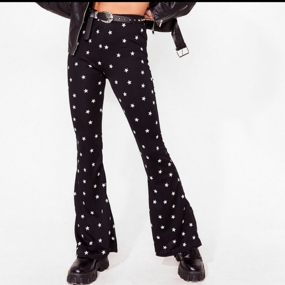 Nasty Gal Collection Flare Black w/stars Pants - Picture 9 of 9